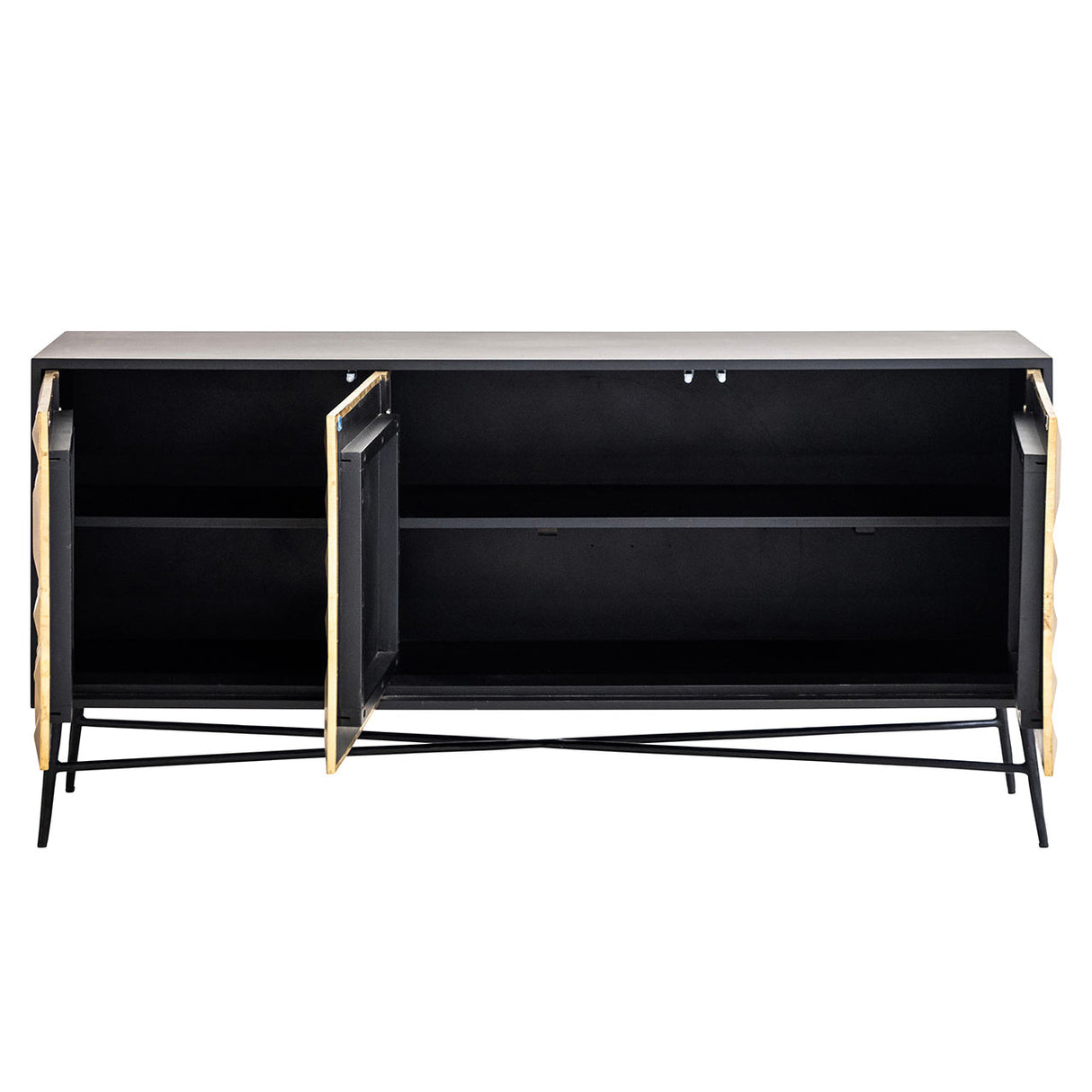 Sideboard Gold Holz, Anrichte Gold-schwarz, Breite 160 cm