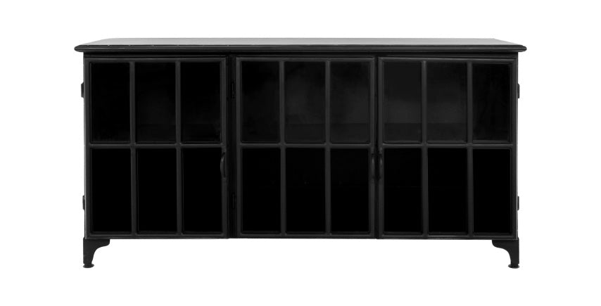 Sideboard schwarz Industriedesign, Anrichte schwarz Landhaus,  Kommode Landhaus, Breite 150 cm