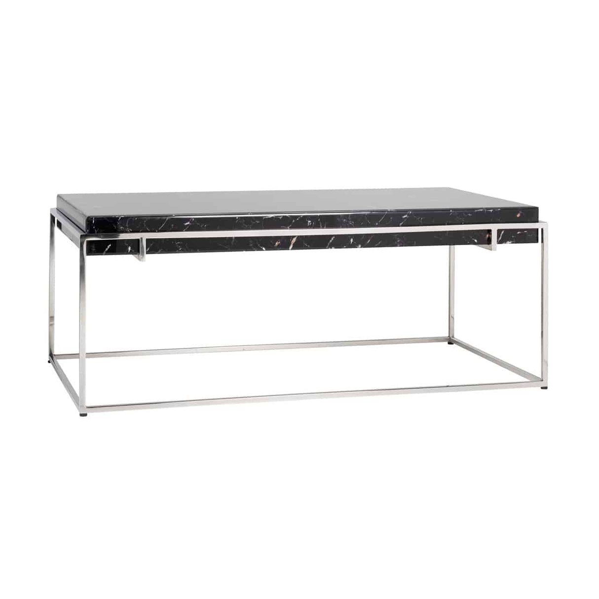 Couchtisch rechteckig schwarz-verchromt, Couchtisch Silber-Gestell, Couchtisch schwarz, Breite 120 cm