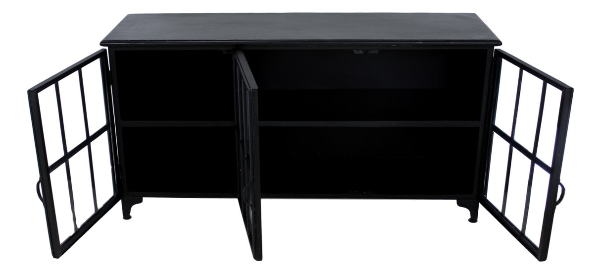 Sideboard schwarz Industriedesign, Anrichte schwarz Landhaus,  Kommode Landhaus, Breite 150 cm