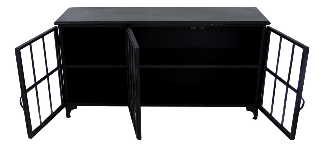 Sideboard schwarz Industriedesign, Anrichte schwarz Landhaus,  Kommode Landhaus, Breite 150 cm
