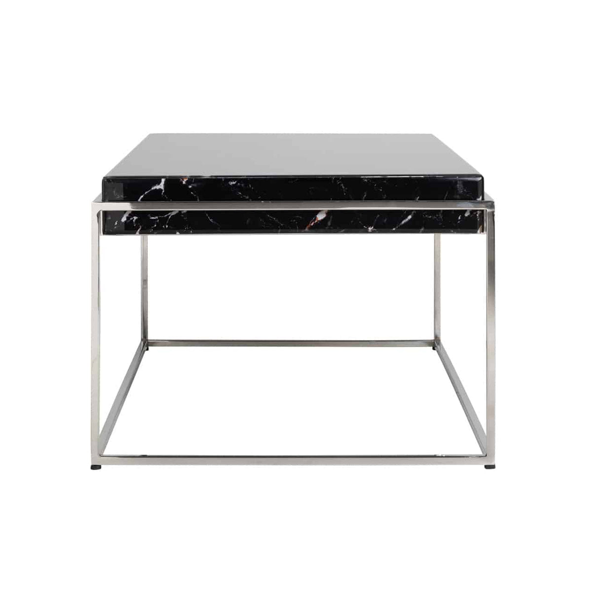 Couchtisch rechteckig schwarz-verchromt, Couchtisch Silber-Gestell, Couchtisch schwarz, Breite 120 cm