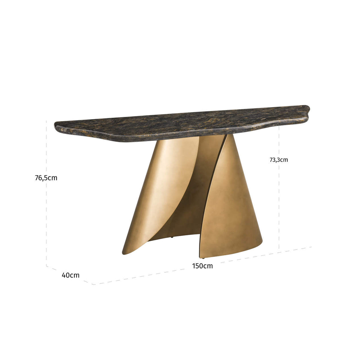 Konsole schwarz-braun-Gold, Wandkonsole Marmor, Breite 150 cm