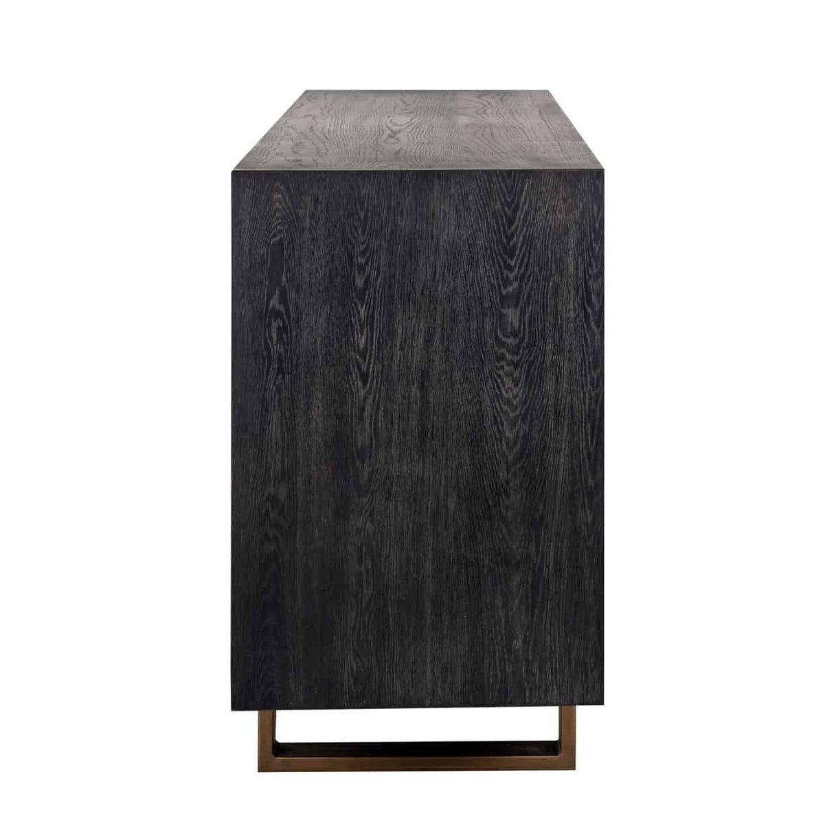 Sideboard schwarz-Bronze, Anrichte schwarz mit zwei Schubladen, Sideboard Eiche furniert schwarz, Breite 200 cm
