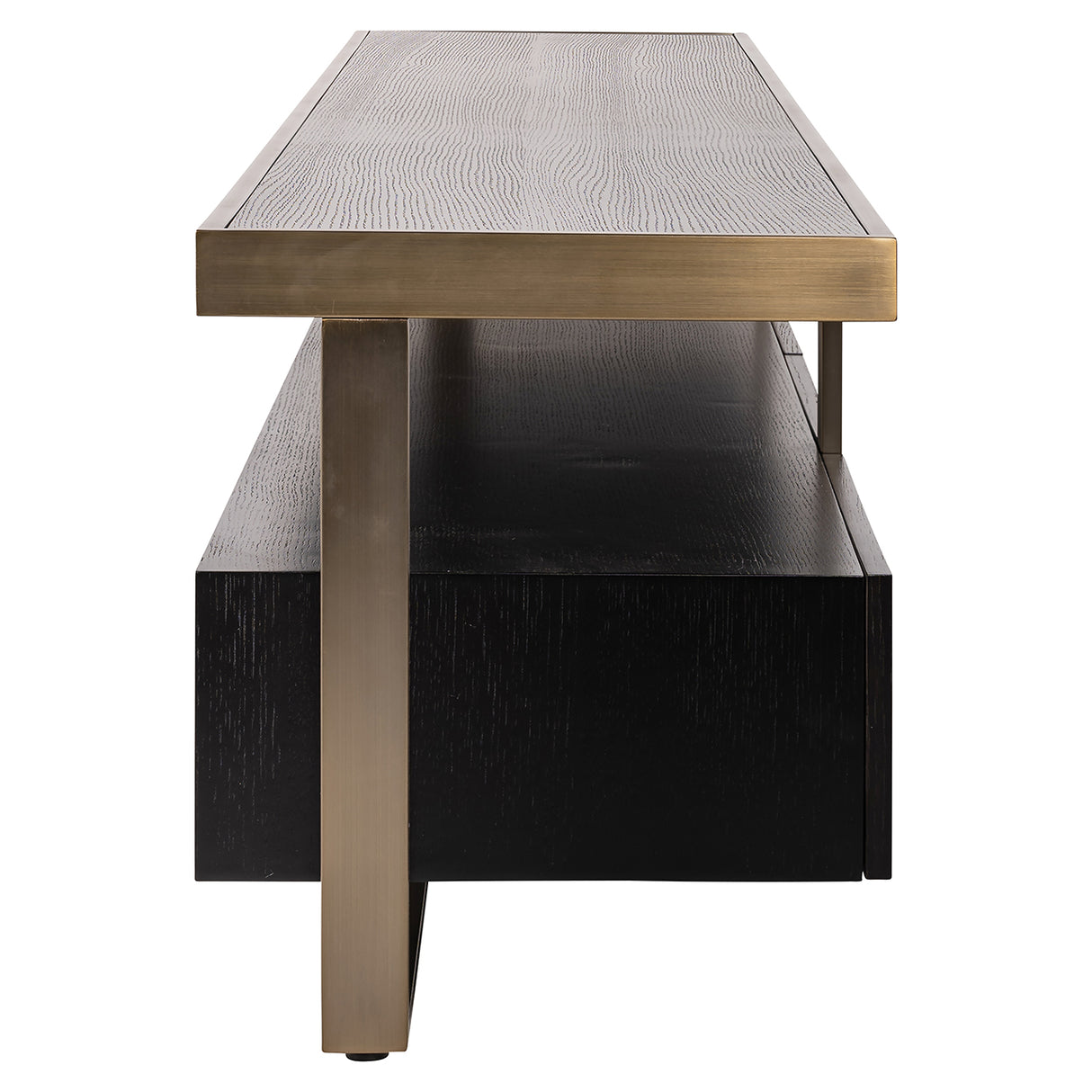 TV Regal schwarz-Gold, Fernseheregal Gold-schwarz, Lowboard Gold-schwarz, Breite 220 cm