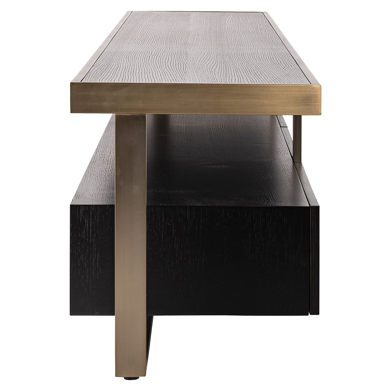 TV Regal schwarz-Gold, Fernseheregal Gold-schwarz, Lowboard Gold-schwarz, Breite 220 cm