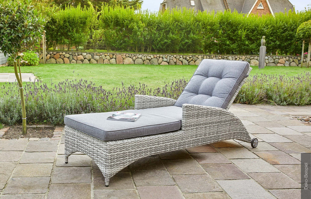 Sonnenliege Rattan grau, Länge 188 cm