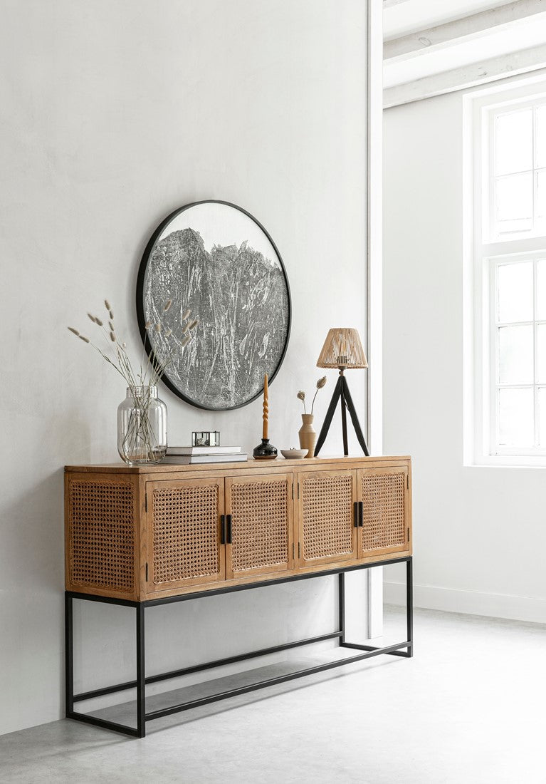 Sideboard Rattan, Sideboard braun, Breite 160 cm
