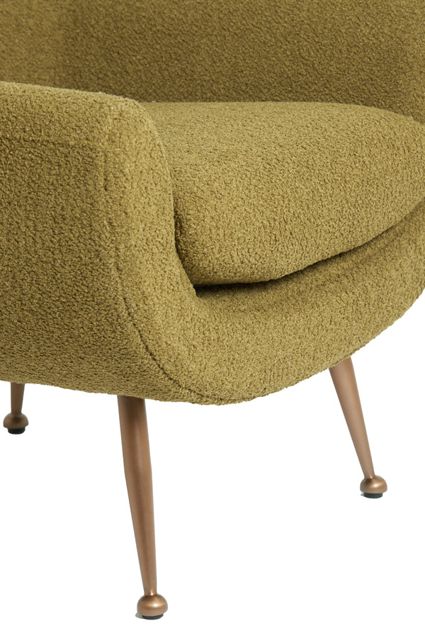 Sessel Senf-grün, Sessel mit Gold-Füssen, Sessel gepolstert grün