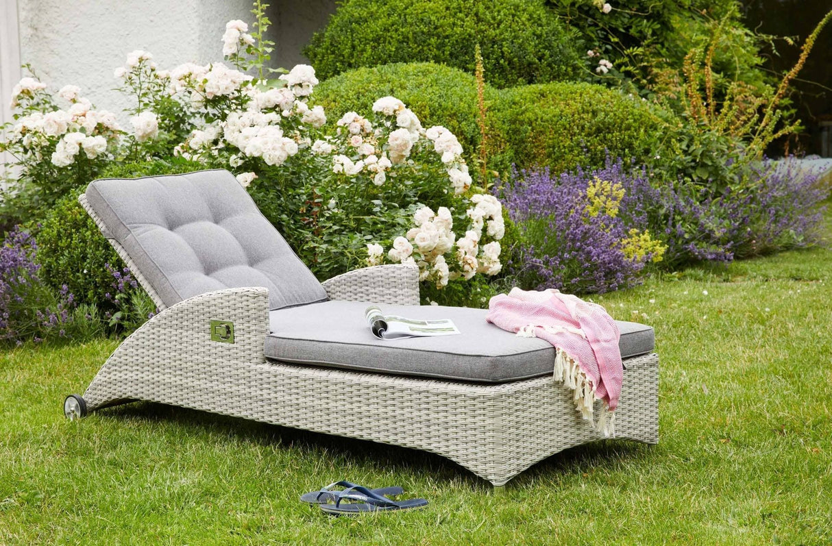 Sonnenliege Rattan grau, Länge 188 cm