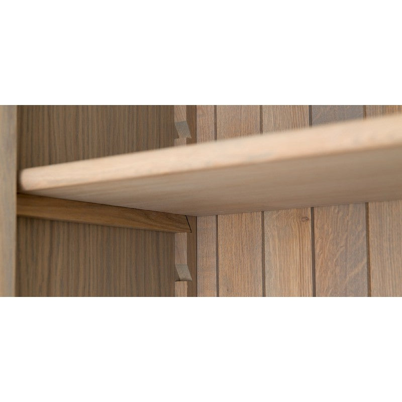 Bücherschrank Eiche-Natur, Wohnzimmerschrank mit vier Schubladen, Breite 100 cm