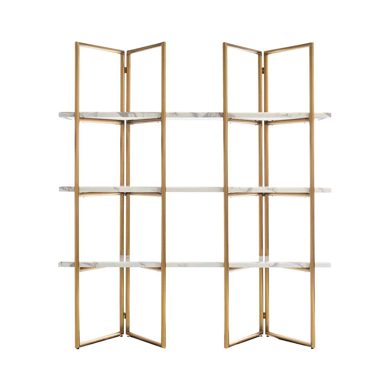 Regal Gold, Bücherregal Gold,  Regal Metall-Marmoroptik, Breite 165 cm