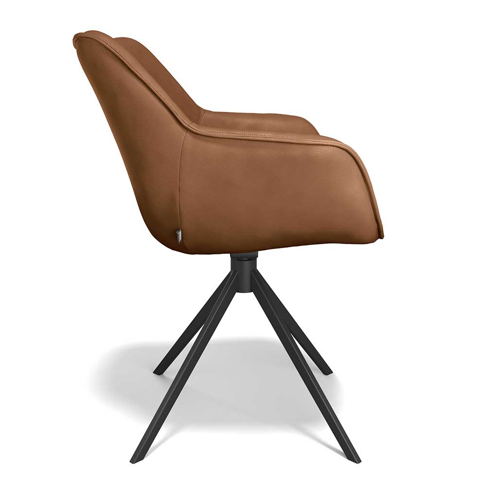 Armlehnenstuhl cognac ,Echtleder, Esszimmerstuhl Echtleder cognac, Stuhl Leder cognac