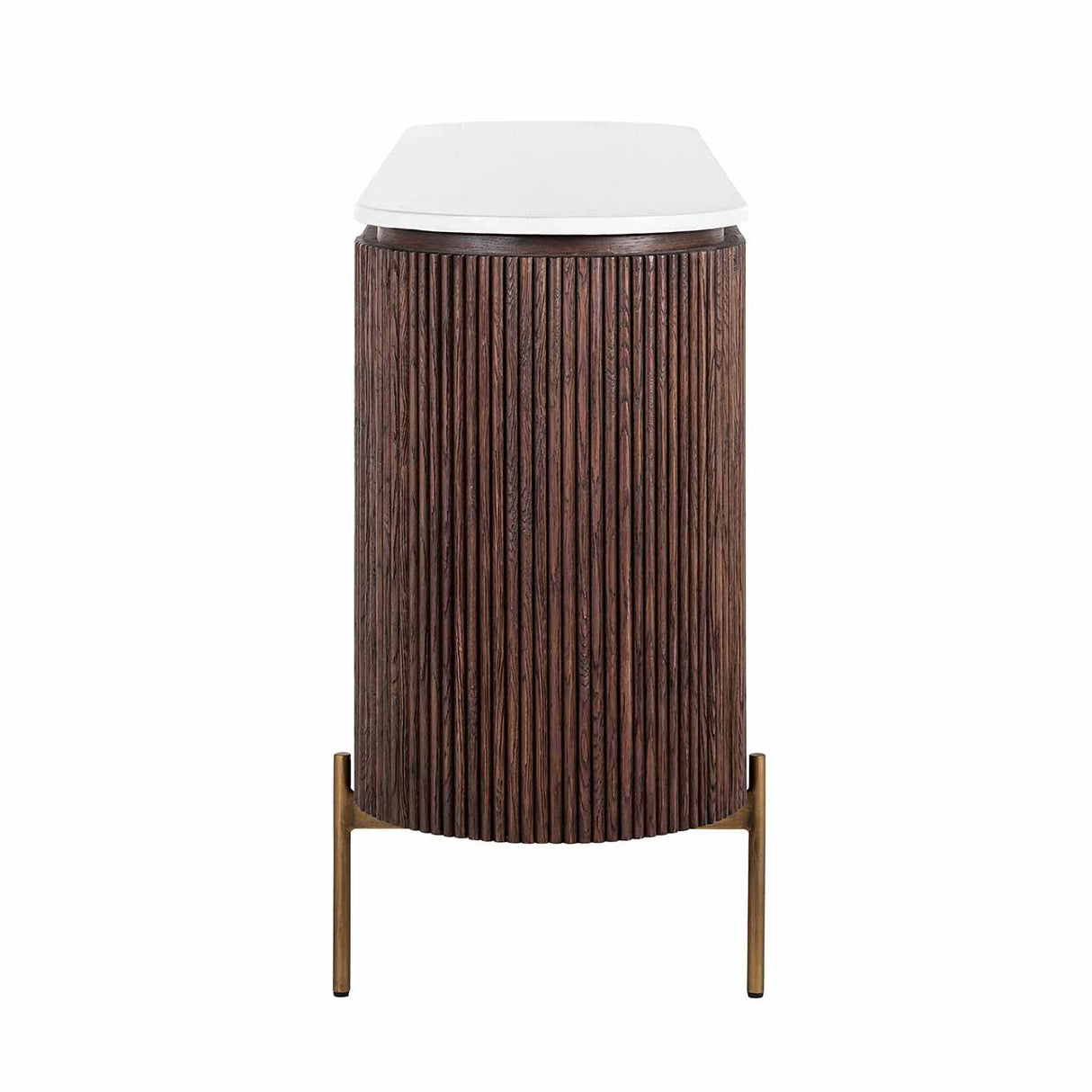 Sideboard braun-weiß, Anrichte Marmor weiß Holz braun, Breite 180 cm