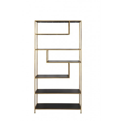 Metall Regal Gold-schwarz Industriedesign, Bücherregal Metall schwarz, Regal Metall, Breite 100 cm