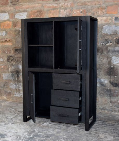 Schrank schwarz, Aktenschrank Industriedesign, Breite 100 cm