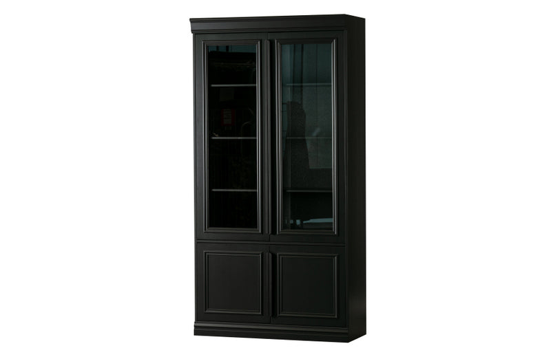 Vitrine schwarz, Geschirrschrank schwarz, Bücherschrank schwarz, Breite 110 cm