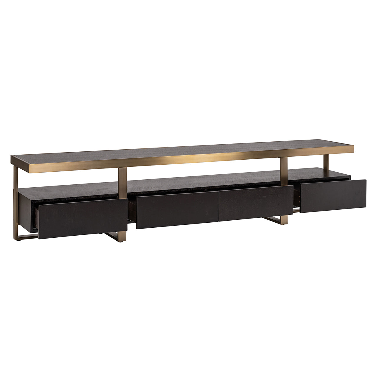TV Regal schwarz-Gold, Fernseheregal Gold-schwarz, Lowboard Gold-schwarz, Breite 220 cm