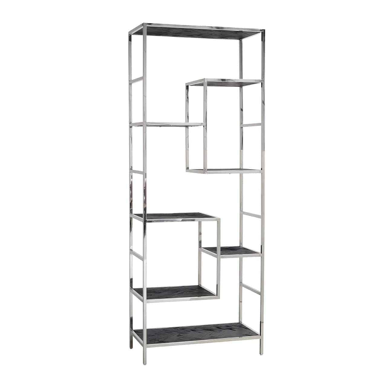 Regal schwarz, Bücherregal verchromt schwarz, verchromtes Regal,  Breite 80 cm