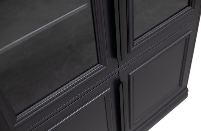 Vitrine schwarz, Geschirrschrank schwarz, Bücherschrank schwarz, Breite 110 cm