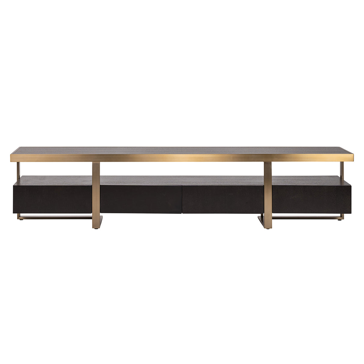 TV Regal schwarz-Gold, Fernseheregal Gold-schwarz, Lowboard Gold-schwarz, Breite 220 cm