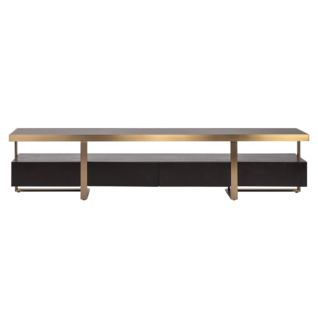 TV Regal schwarz-Gold, Fernseheregal Gold-schwarz, Lowboard Gold-schwarz, Breite 220 cm