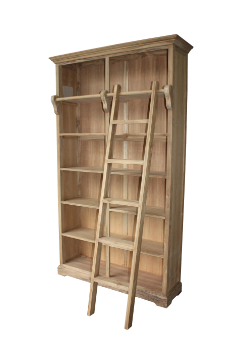 Bücherschrank Teakholz, Regal Holz braun, Breite 136 cm