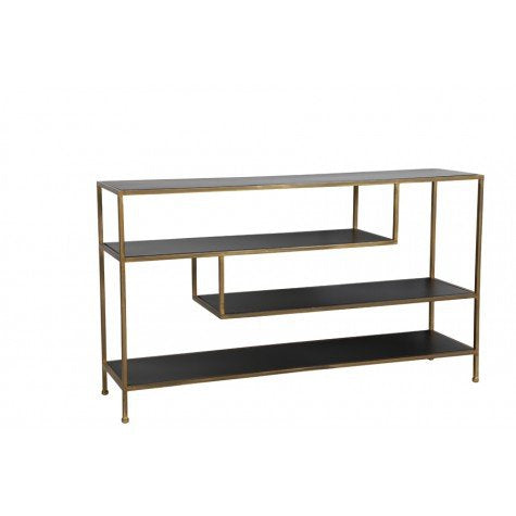 Konsole schwarz-Gold Metall, Wandkonsole schwarz, Wandtisch Gold Metall, Breite 140 cm