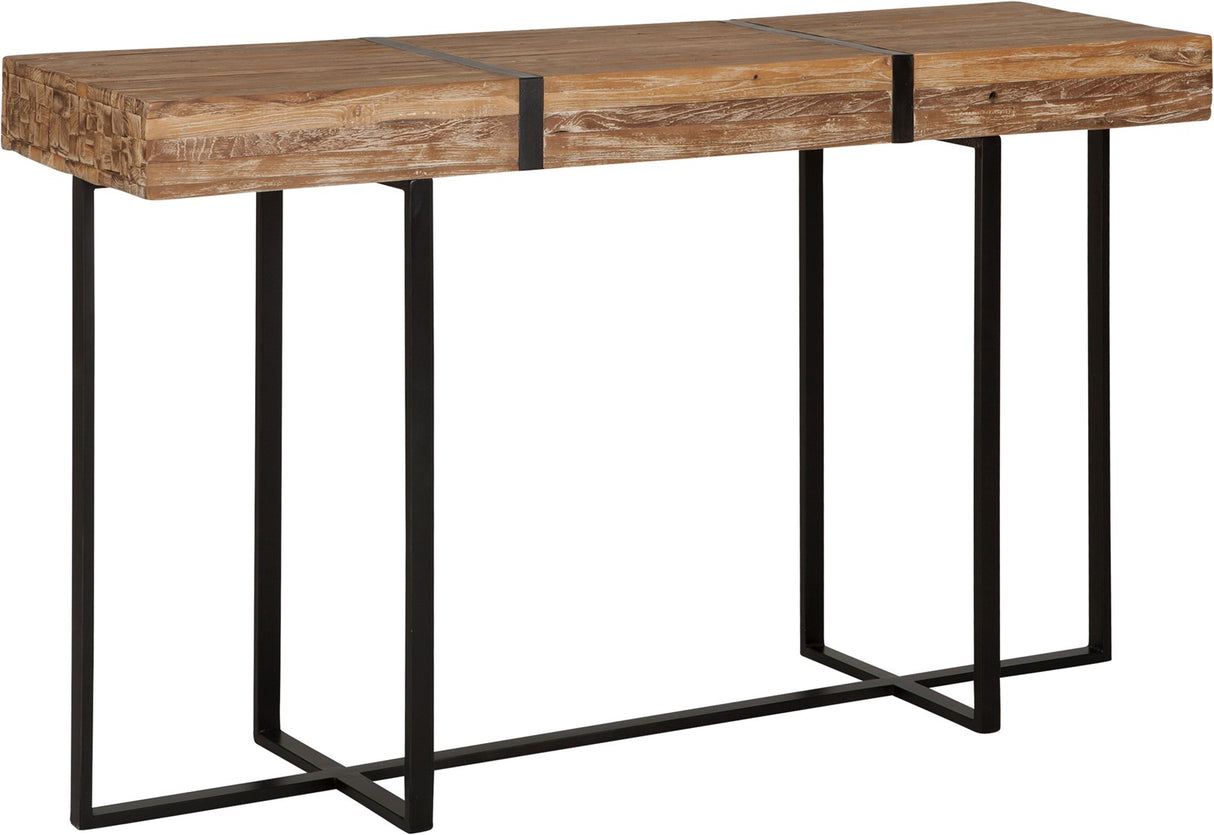 Konsole Holz Tischplatte, Wandtisch Metall-Gestell, Konsole, Breite 140 cm