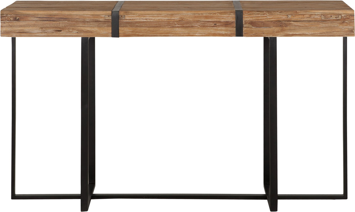 Konsole Holz Tischplatte, Wandtisch Metall-Gestell, Konsole, Breite 140 cm