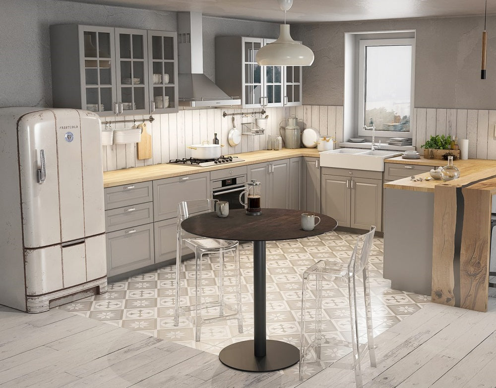 Stehtisch rund braun, runder Bartisch braun-schwarz, Durchmesser  100 cm