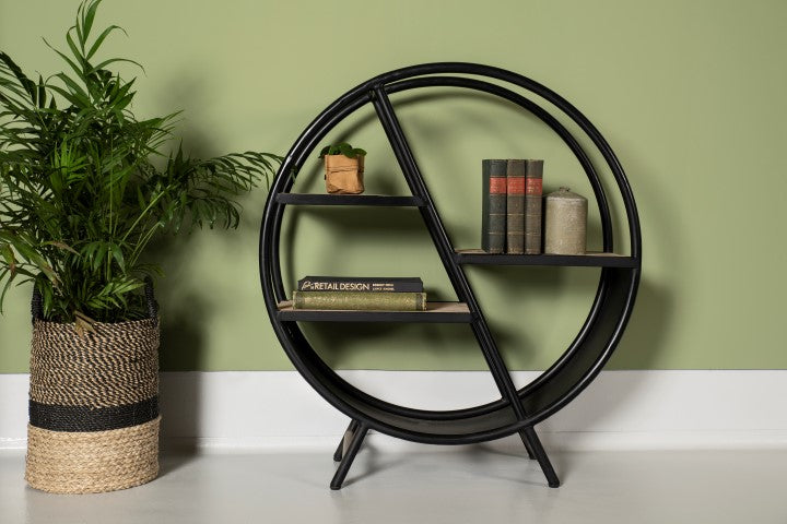 Rundes Regal Industriedesign Metall, Bücherregal rund Metall Landhaus, Regal rund Metall, Breite 80 cm