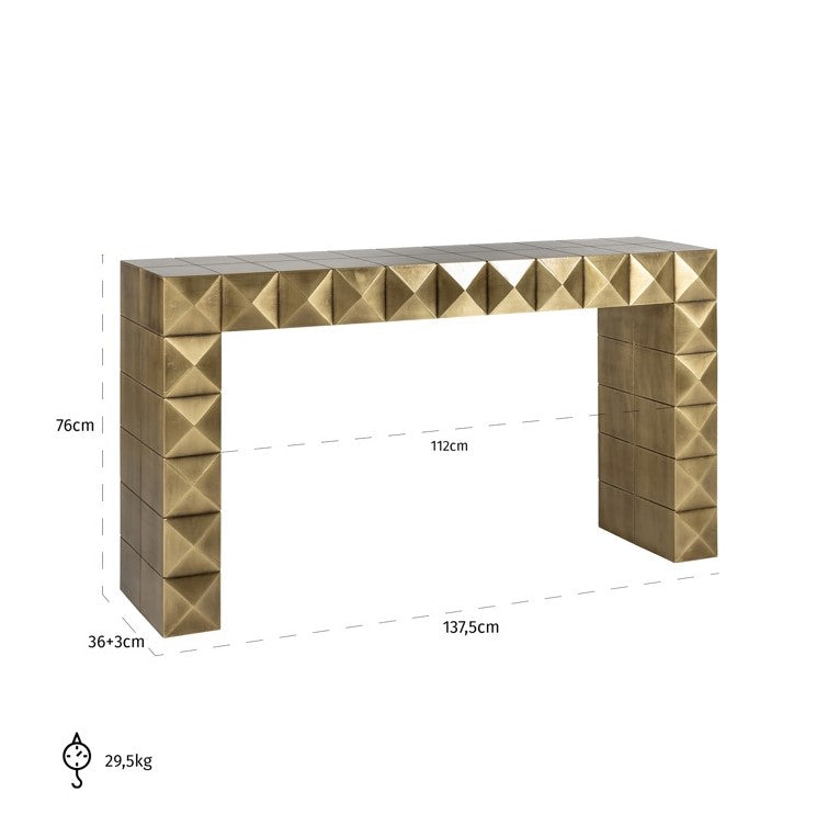 Konsole Bronze-Gold, Wandtisch Gold, Ablagetisch Gold, Breite 137 cm