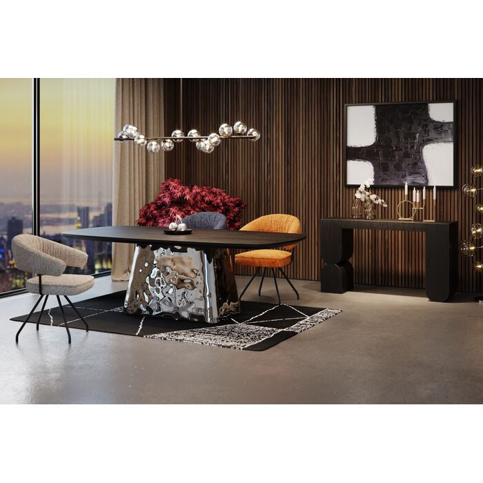 Esstisch Silber-schwarz , Esstisch schwarz, Tisch Silber-Tischgestell, Länge 220 cm