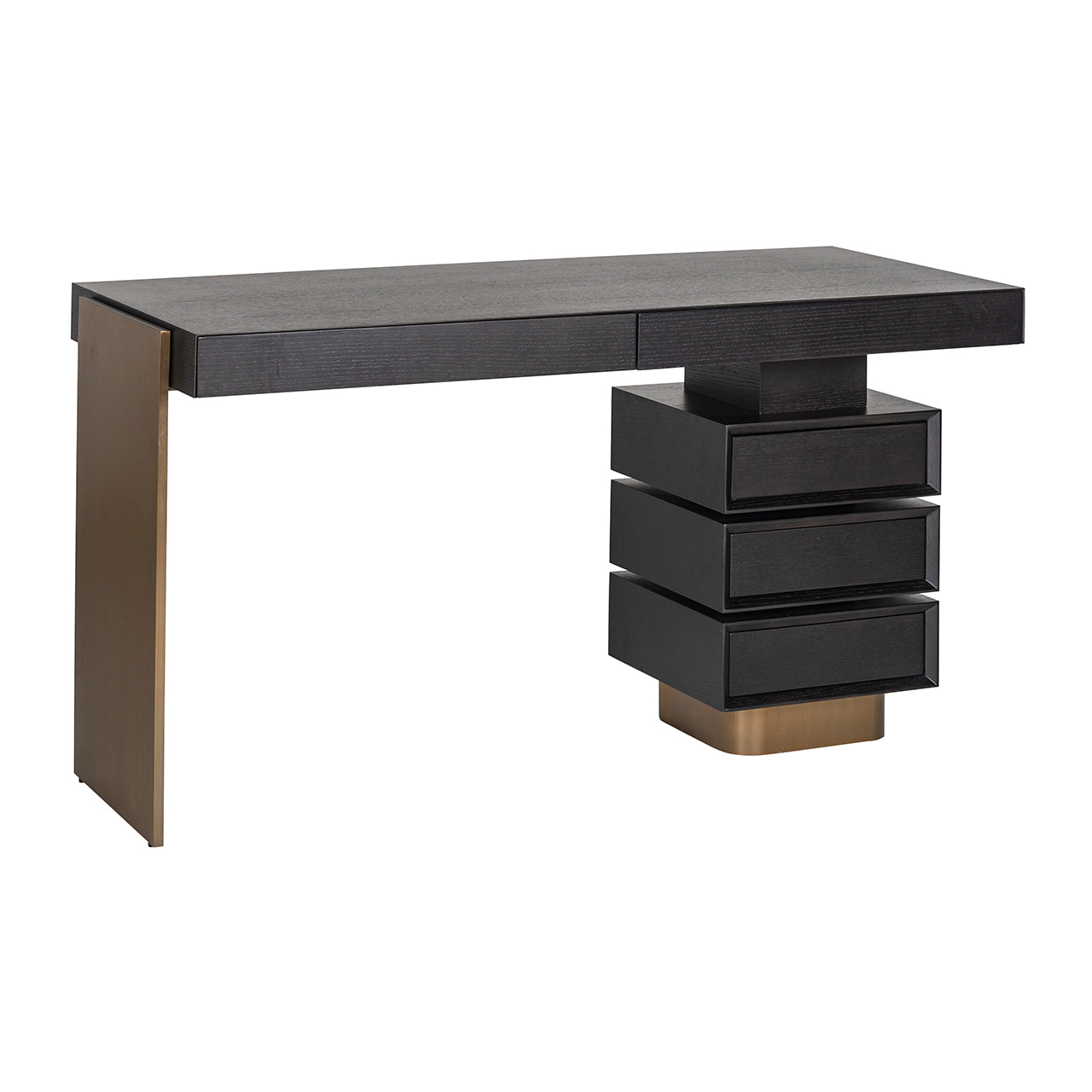 Schreibtisch schwarz-Gold, Schminktisch Gold-schwarz, Breite 140 cm