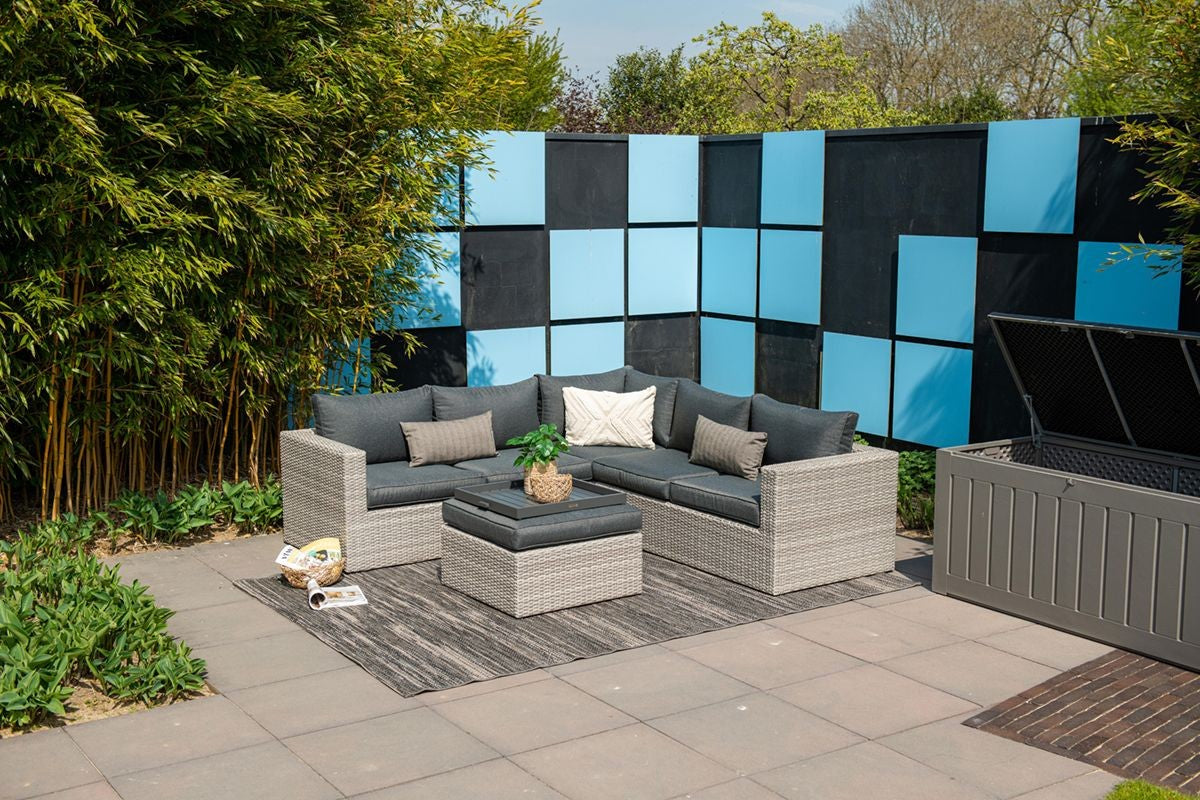 Loungesofa grau 4-teilig, Maße 240x240 cm