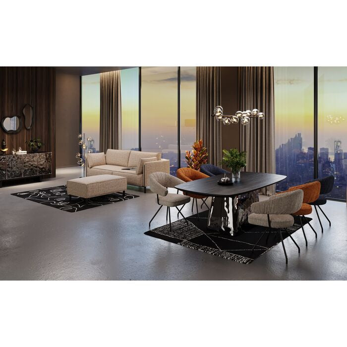 Esstisch Silber-schwarz , Esstisch schwarz, Tisch Silber-Tischgestell, Länge 220 cm