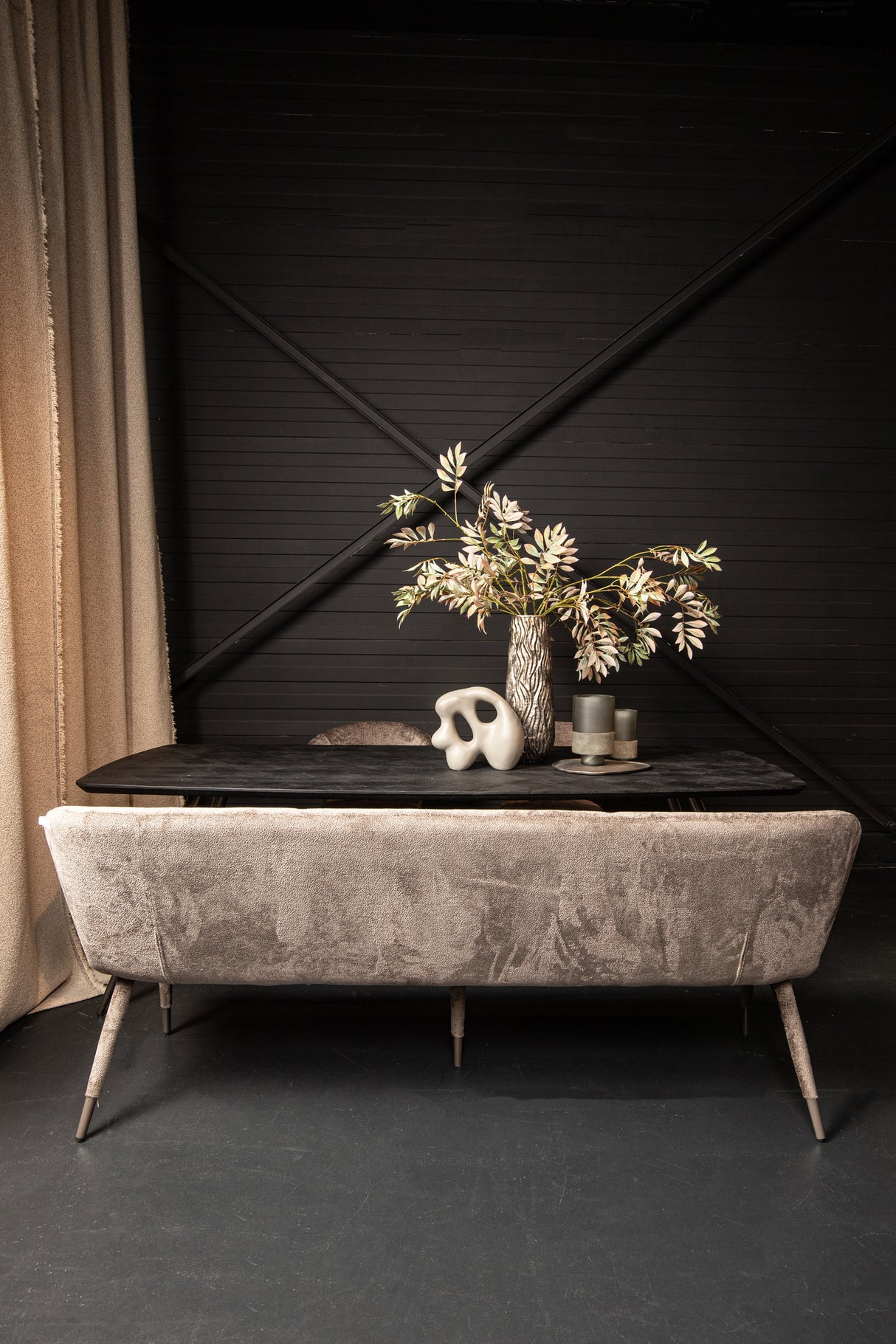 Sitzbank Silber-braun, Sitzbank Textil braun, Länge 200 cm