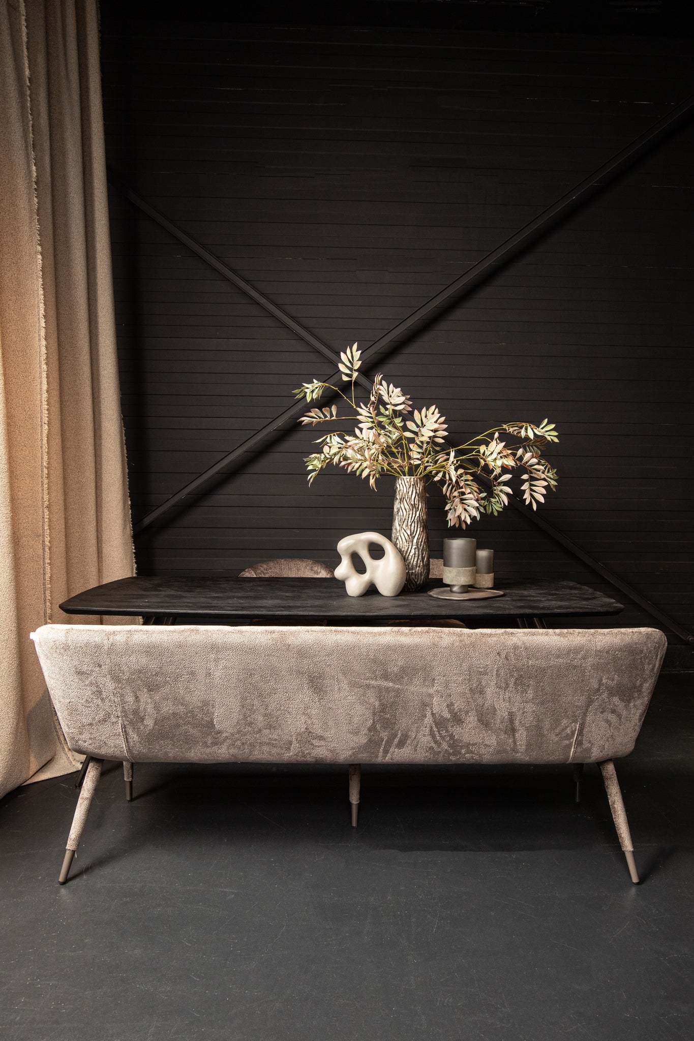 Sitzbank Silber-braun, Sitzbank Textil braun, Länge 200 cm