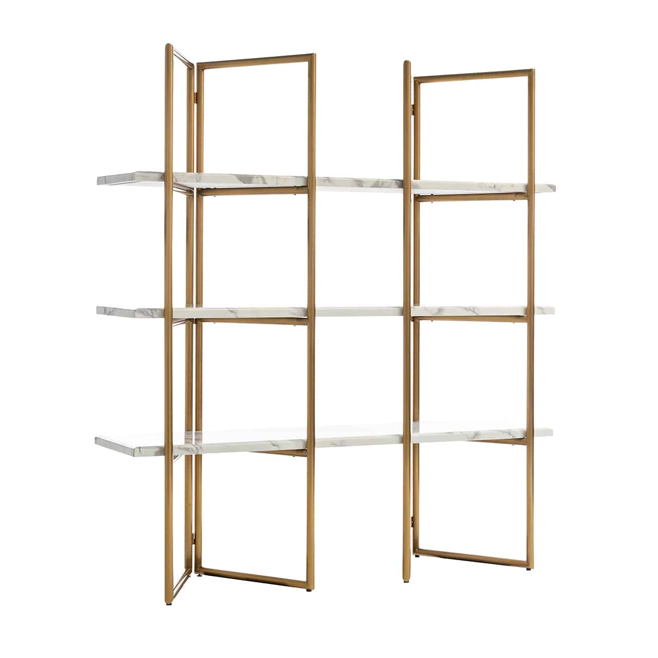 Regal Gold, Bücherregal Gold,  Regal Metall-Marmoroptik, Breite 165 cm