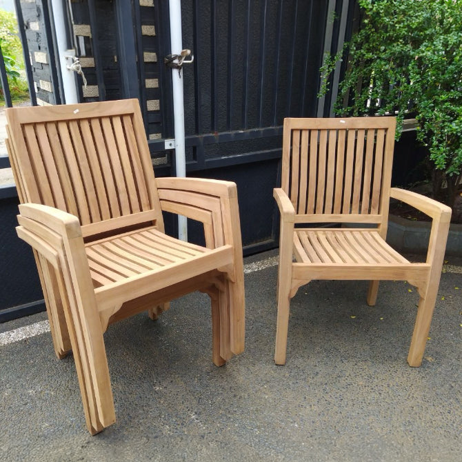 Gartenstuhl stapelbar, Gartenstuhl Teak-Holz, Breite 60 cm