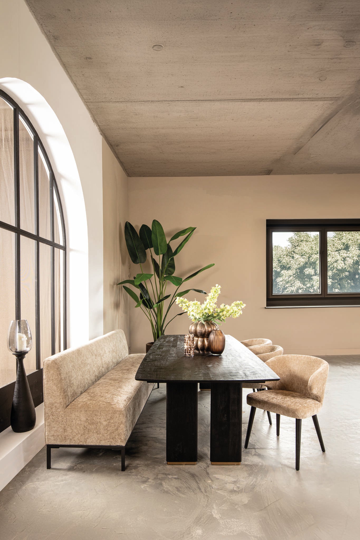 Sitzbank gepoltert Farbe creme, Sitzbank creme, Länge 200 cm