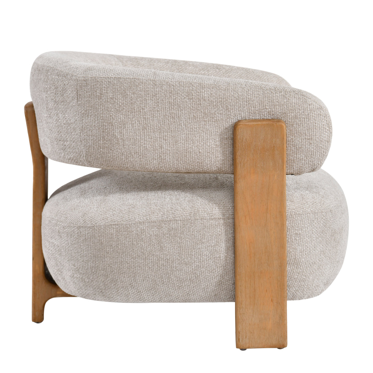 Sessel creme-taupe, Sessel Holz-Gestell, Sessel gepolstert creme, Breite 86 cm