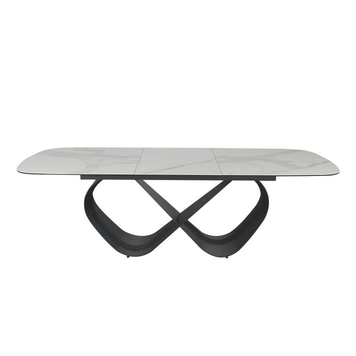 Keramik Esstisch ausziehbar weiß, Esstisch weiß Marmoroptik Keramik Tischplatte, Tisch Keramik ausziehbar, Länge 180-240 cm