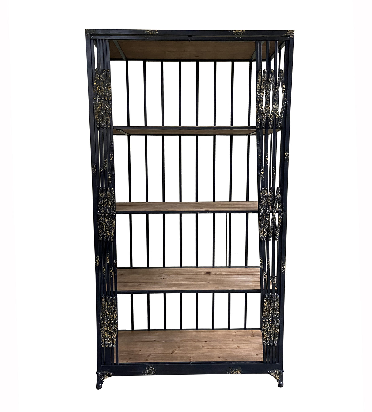 Metallregal schwarz, Regal antik-Optik schwarz, Breite 91 cm
