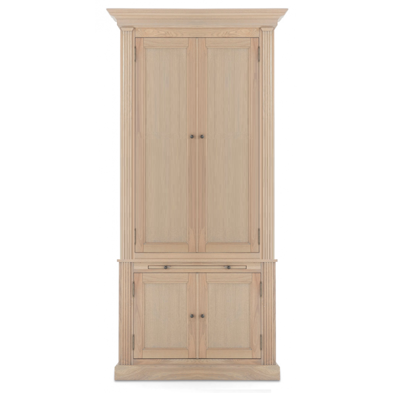 Bücherschrank Eiche-Natur, Wohnzimmerschrank mit vier Türen, Breite 100 cm