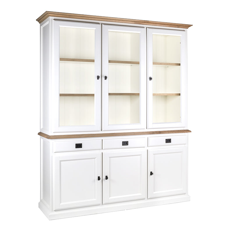 Buffetschrank weiß, Geschirrschrank weiß Landhausstil, Vitrine weiß Landhaus, Breite 185 cm