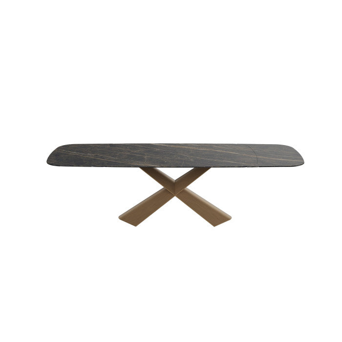 Keramik Esstisch ausziehbar grau, Esstisch grau-braun Keramik Tischplatte, Tisch Keramik ausziehbar, Länge 180-280 cm