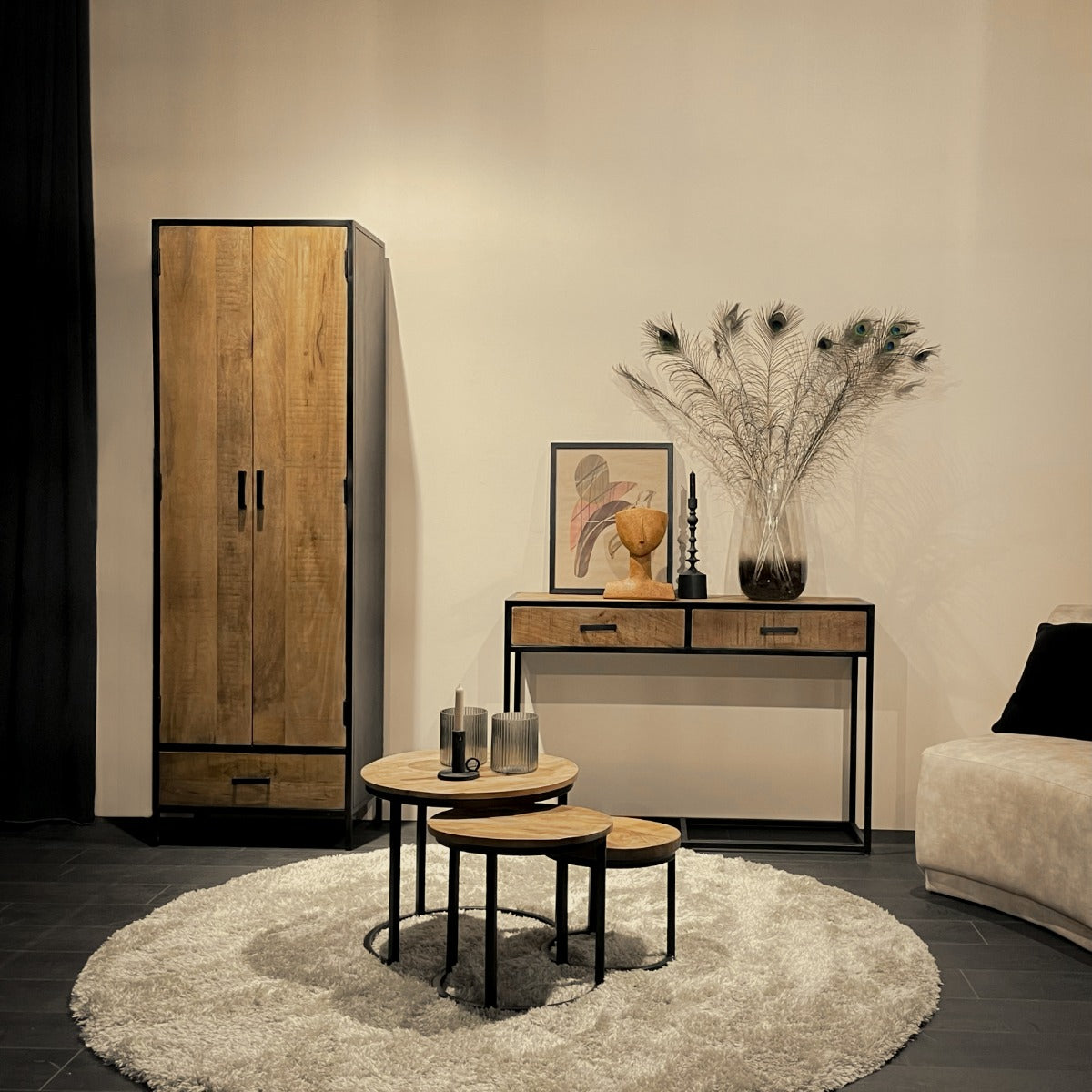 Konsole Industriedesign, Wandtisch Metall-Gestell, Konsole Industrie, Breite 120 cm