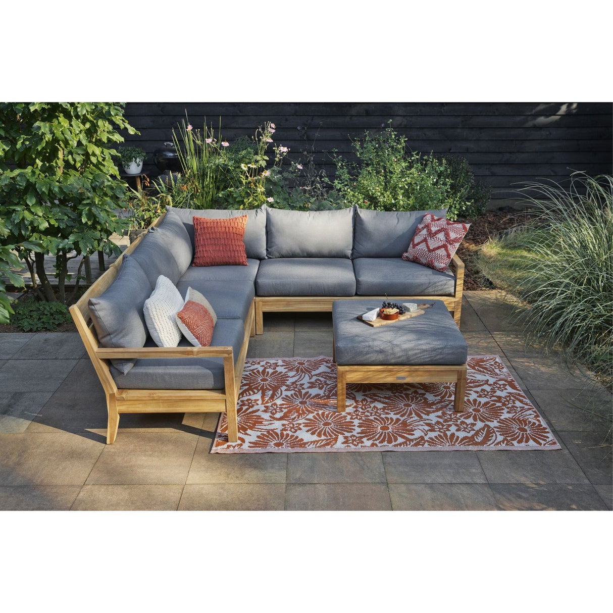 Gartenlounge Holz Teak, Garten-Sitzgruppe Teakholz, Maße 238x238 cm